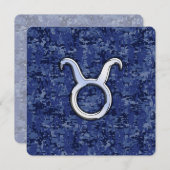 Taurus Zodiac Sign auf Navy Blue Digital Camouflag (Vorne/Hinten)