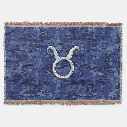 Taurus Zodiac Sign auf Navy Blue Digital Camouflag Decke (Vorderseite)