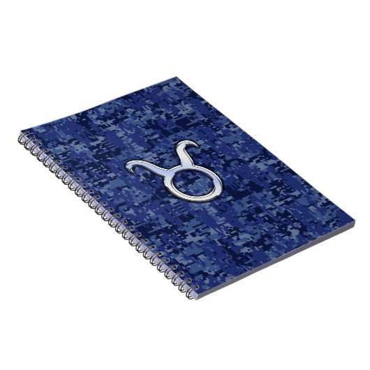 Taurus Zodiac Sign auf Navy Blue Digital Camouflag Notizblock (Rechte Seite)