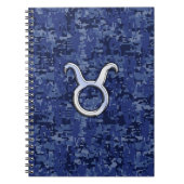 Taurus Zodiac Sign auf Navy Blue Digital Camouflag Notizblock (Vorderseite)