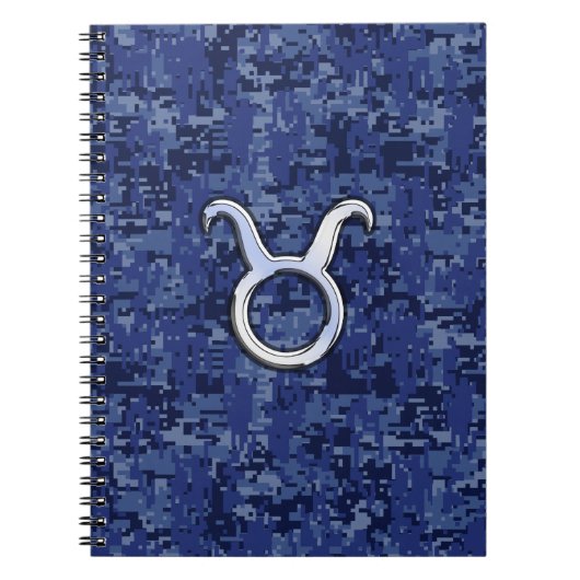 Taurus Zodiac Sign auf Navy Blue Digital Camouflag Notizblock (Vorderseite)