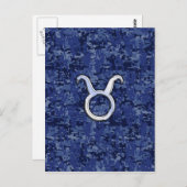 Taurus Zodiac Sign auf Navy Blue Digital Camouflag Postkarte (Vorne/Hinten)