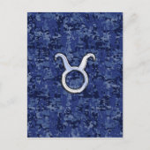 Taurus Zodiac Sign auf Navy Blue Digital Camouflag Postkarte (Vorderseite)