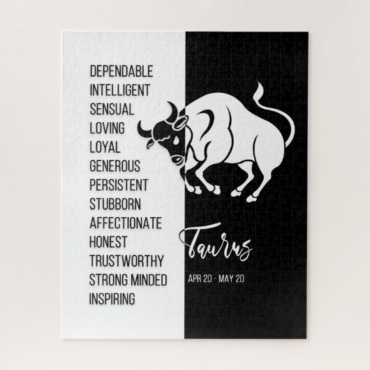 Taurus Zodiac Sign, Black & White Jigsaw Puzzle (Vertikal)