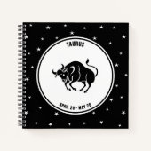 Taurus Zodiac Sign, Black & White Notebook Notizblock (Vorderseite)