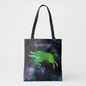 Taurus Zodiac Sign Cosmic Monogram Name Green Grau Tasche (Vorderseite)