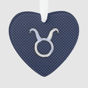 Taurus Zodiac Sign Decor Navy Blue Carbon Fibre Ornament