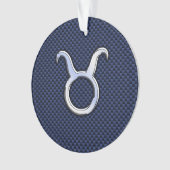 Taurus Zodiac Sign Decor Navy Blue Carbon Fibre Ornament (Vorderseite)