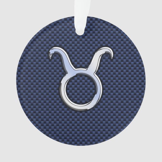 Taurus Zodiac Sign Decor Navy Blue Carbon Fibre Ornament (Vorderseite)
