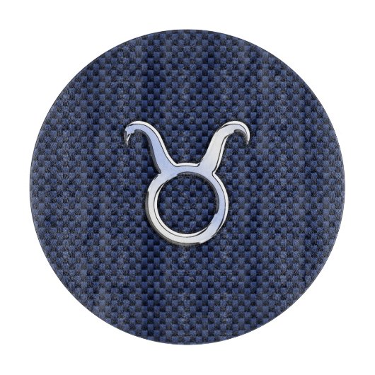 Taurus Zodiac Sign Decor Navy Blue Carbon Fibre Schneidebrett (Vorderseite)