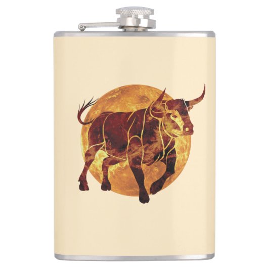 Taurus Zodiac Sign Flachmann (Vorderseite)