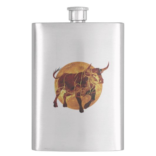 Taurus Zodiac Sign Flachmann (Vorderseite)