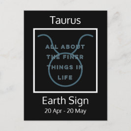 Taurus Zodiac Sign Fusion Zitat in Blau und Weiß Postkarte