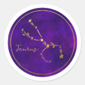 Taurus Zodiac Sign Gold Foil Constellation Runder Aufkleber (Vorderseite)