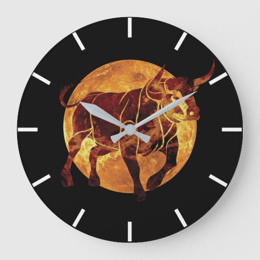 Taurus Zodiac Sign Große Wanduhr (Vorderseite)