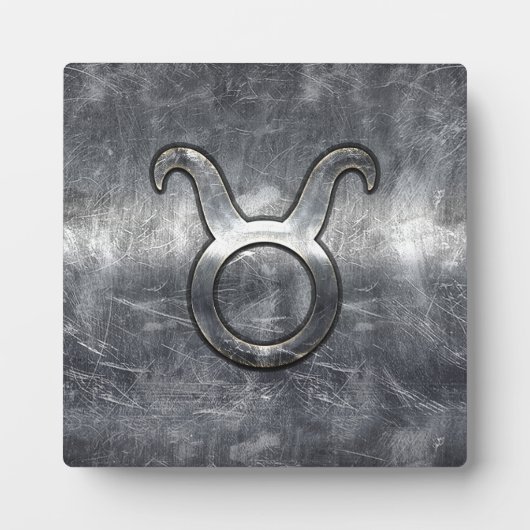 Taurus Zodiac Sign Grunge gestörter Silberstil Fotoplatte (Vorderseite)