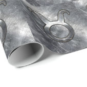 Taurus Zodiac Sign Grunge gestörter Silberstil Geschenkpapier (Rolleneckpunkt)