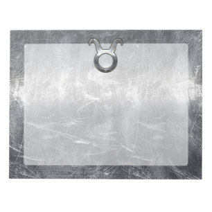 Taurus Zodiac Sign Grunge gestörter Silberstil Notizblock