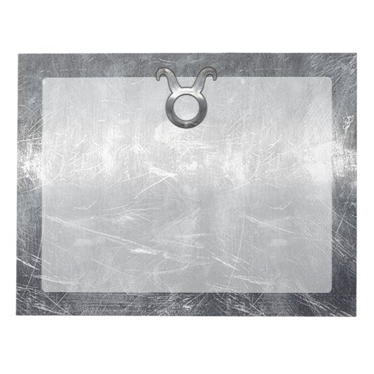 Taurus Zodiac Sign Grunge gestörter Silberstil Notizblock (Vorderseite)