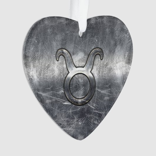 Taurus Zodiac Sign Grunge gestörter Silberstil Ornament (Vorderseite)