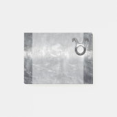 Taurus Zodiac Sign Grunge gestörter Silberstil Post-it Klebezettel (Vorderseite)