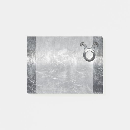 Taurus Zodiac Sign Grunge gestörter Silberstil Post-it Klebezettel (Vorderseite)