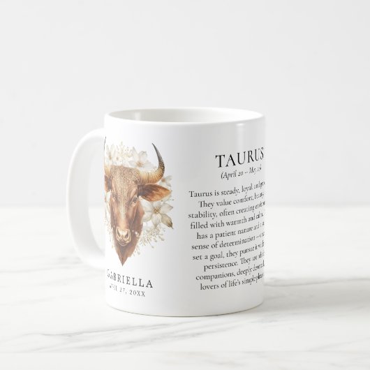 Taurus Zodiac Sign Horoscope Personalized Gift Kaffeetasse (Vorderseite Links)
