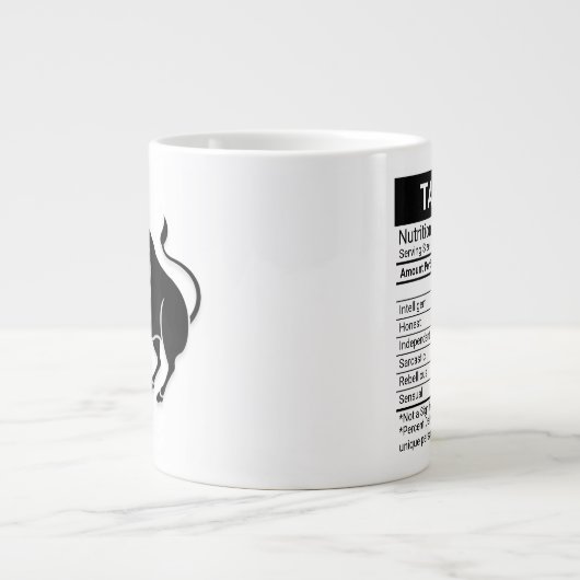 Taurus Zodiac Sign mit Nährwertangaben, Jumbo-Tasse (Vorderseite)