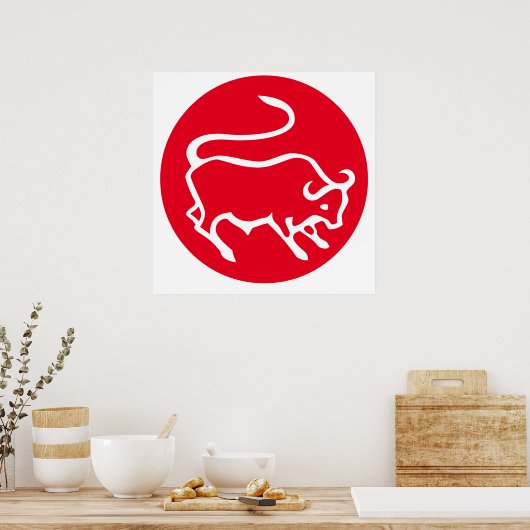 Taurus Zodiac Sign Modernes, Minimalistisches Schl Poster (Küche)
