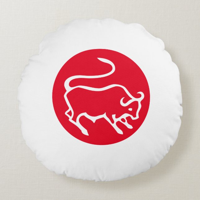 Taurus Zodiac Sign Modernes, Minimalistisches Schl Rundes Kissen (Vorderseite)