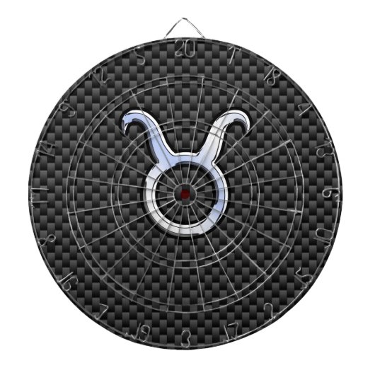 Taurus Zodiac Sign on Black Carbon Fiber Print Dartscheibe (vorne)