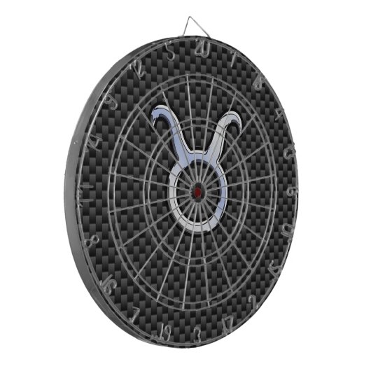 Taurus Zodiac Sign on Black Carbon Fiber Print Dartscheibe (Vorderseite Links)