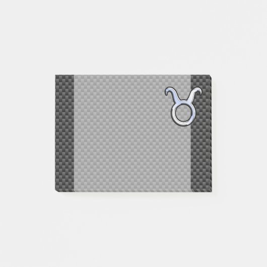 Taurus Zodiac Sign on Black Carbon Fiber Print Post-it Klebezettel (Vorderseite)