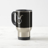 Taurus Zodiac Sign on Black Carbon Fiber Print Reisebecher (Vorderseite Links)
