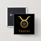 Taurus Zodiac Sign / Pin Cuadrado Tauro Button (Vorne & Hinten)