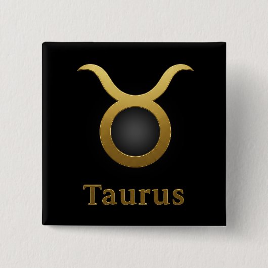 Taurus Zodiac Sign / Pin Cuadrado Tauro Button (Vorderseite)