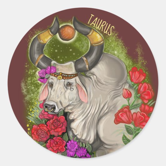 Taurus Zodiac Sign Runder Aufkleber (Vorderseite)