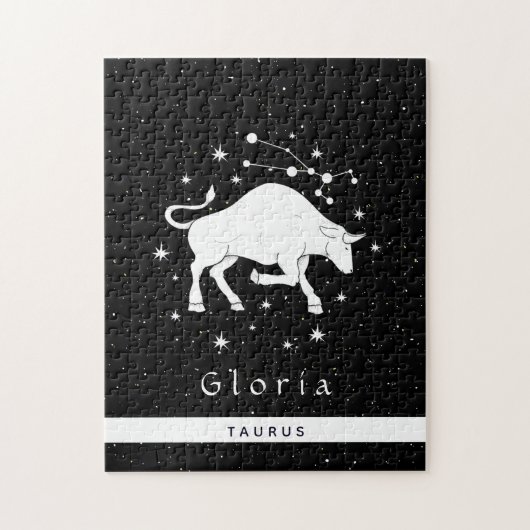 Taurus Zodiac Sign Star Horoskop Symbol & Name Puzzle (Vertikal)
