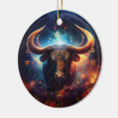 Taurus Zodiac Sign Watercolor Design Keramik Ornament (Links)