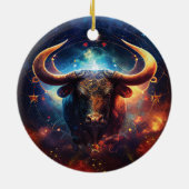 Taurus Zodiac Sign Watercolor Design Keramik Ornament (Hinten)