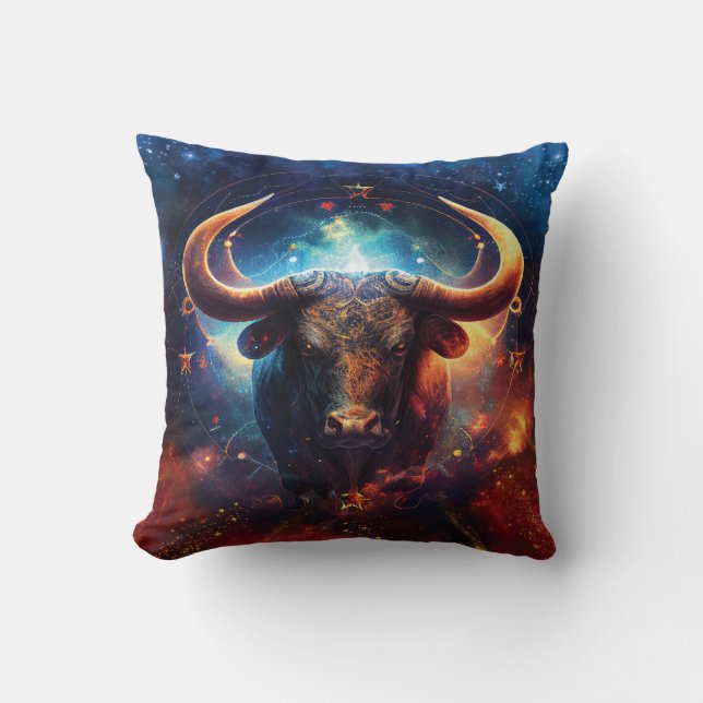Taurus Zodiac Sign Watercolor Design Kissen (Vorderseite)