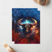 Taurus Zodiac Sign Watercolor Design Mitteilungskarte (Vorderseite/Rückseite Beispiel)