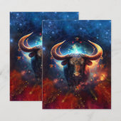 Taurus Zodiac Sign Watercolor Design Mitteilungskarte (Vorne/Hinten)