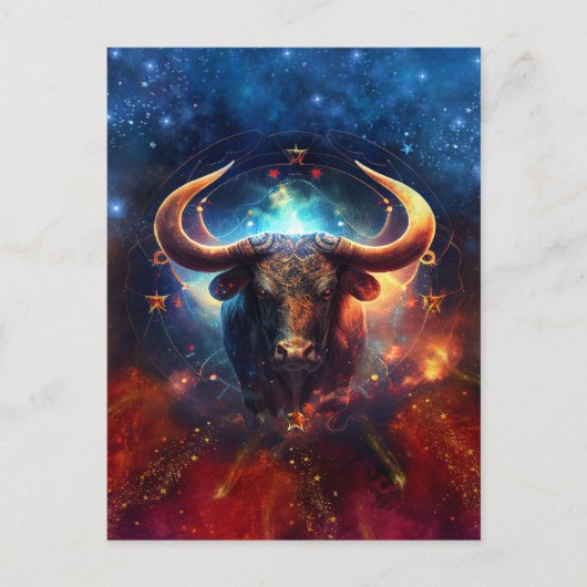 Taurus Zodiac Sign Watercolor Design Postkarte (Vorderseite)