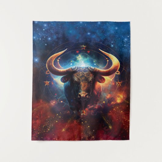 Taurus Zodiac Sign Watercolor Design Wandteppich (Vorderseite)