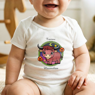 Taurus Zodiac Sign Whimsical Astrologie Cartoon Baby Strampler