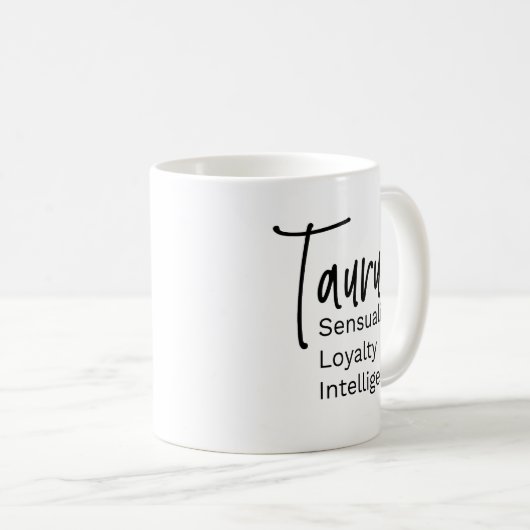 Taurus zodiac signiert positive Eigenschaften Kaffeetasse (VorderseiteRechts)