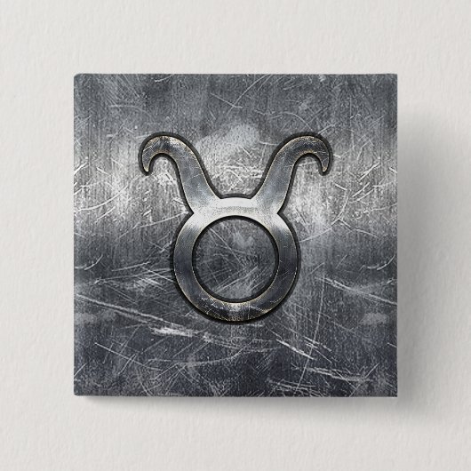 Taurus Zodiac Signing Silver Grunge Not Style Button (Vorderseite)