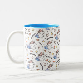 Taurus Zodiac Slumber - Sleepy Bunny Pattern Zweifarbige Tasse