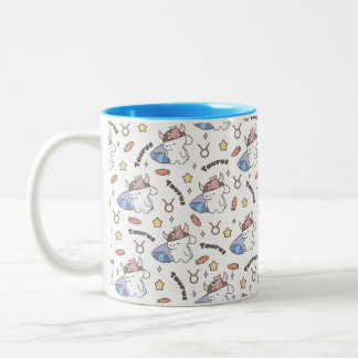 Taurus Zodiac Slumber - Sleepy Bunny Pattern Zweifarbige Tasse